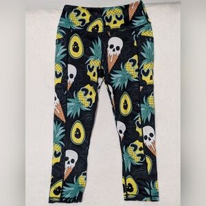CVG Pinapple Ice Cream Skull Capri length Leggings